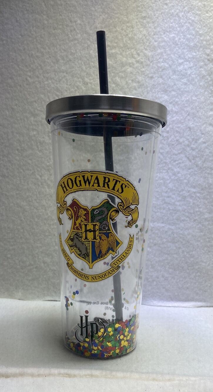 Harry Potter Hogwarts Glitter Filled Acrylic Tumbler Cup w/ Lid (20oz)